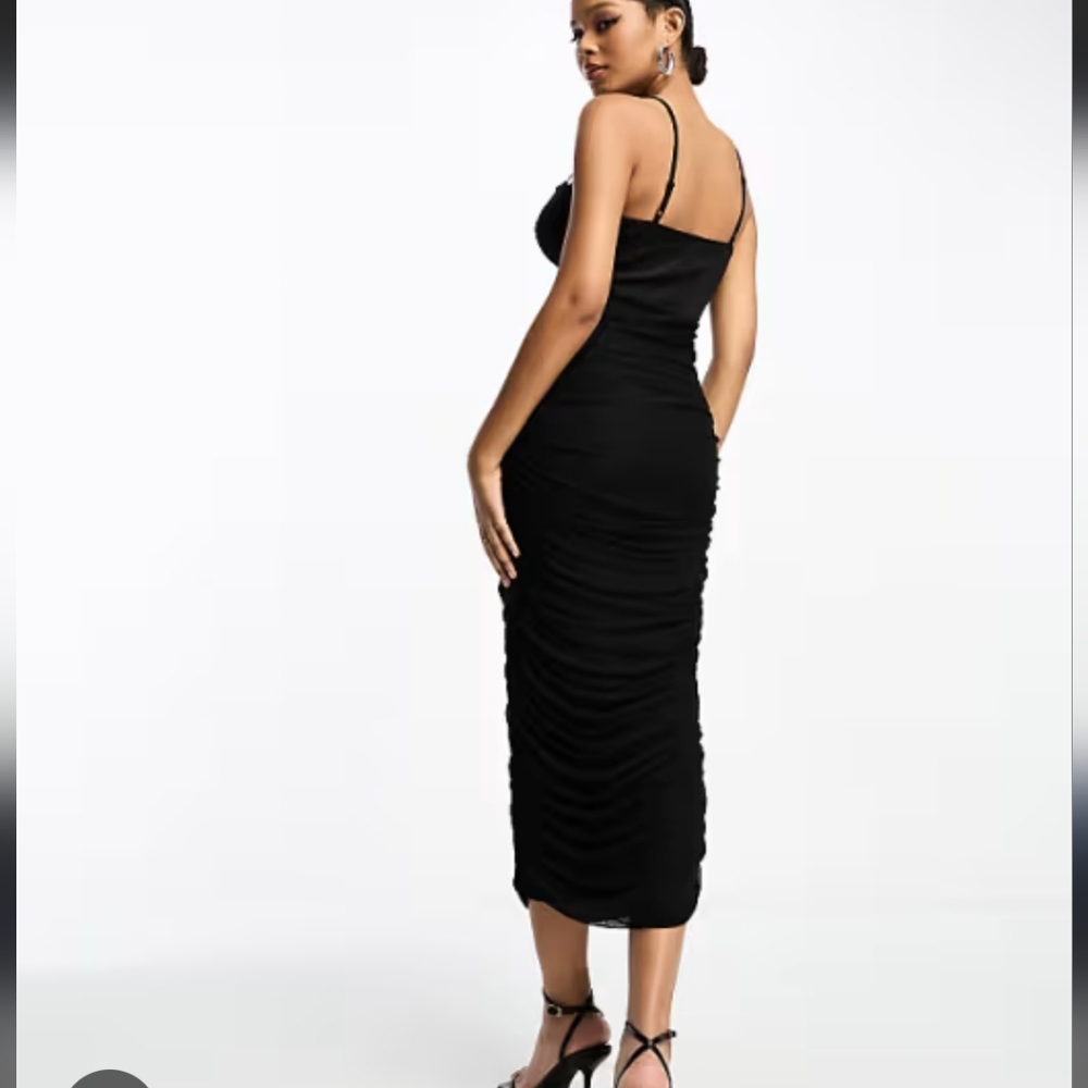 ASOS Ruched Mesh Midi Dress - Picture 2 of 3